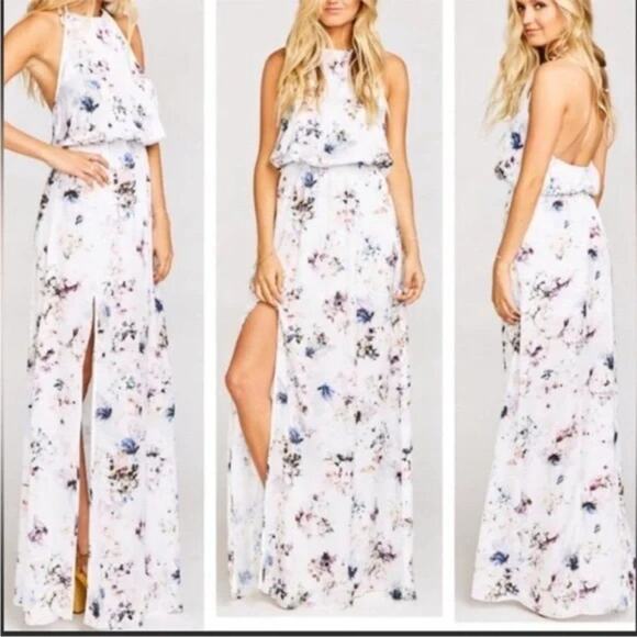 NWT Show Me Your Mumu Bouquet Beauty White Floral Heather Halter Dress Small - Picture 1 of 13